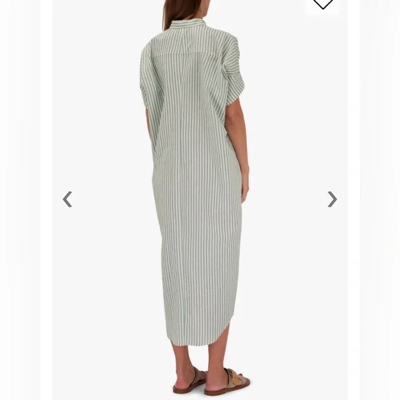 Zero + Maria Cornejo Aissa Long Green Stripe Dress Size 6